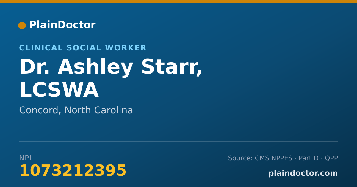 Shareable card for Ashley Starr, LCSWA - Clinical Social Worker, Concord, NC
