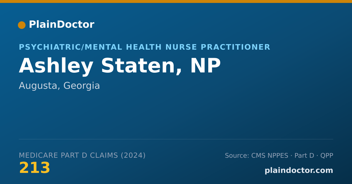 Shareable card for Ashley Staten, NP - Psychiatric/Mental Health Nurse Practitioner, Augusta, GA