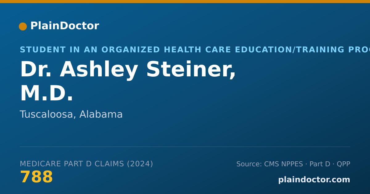 Shareable card for Ashley Steiner, M.D. - Student in an Organized Health Care Education/Training Program, Tuscaloosa, AL