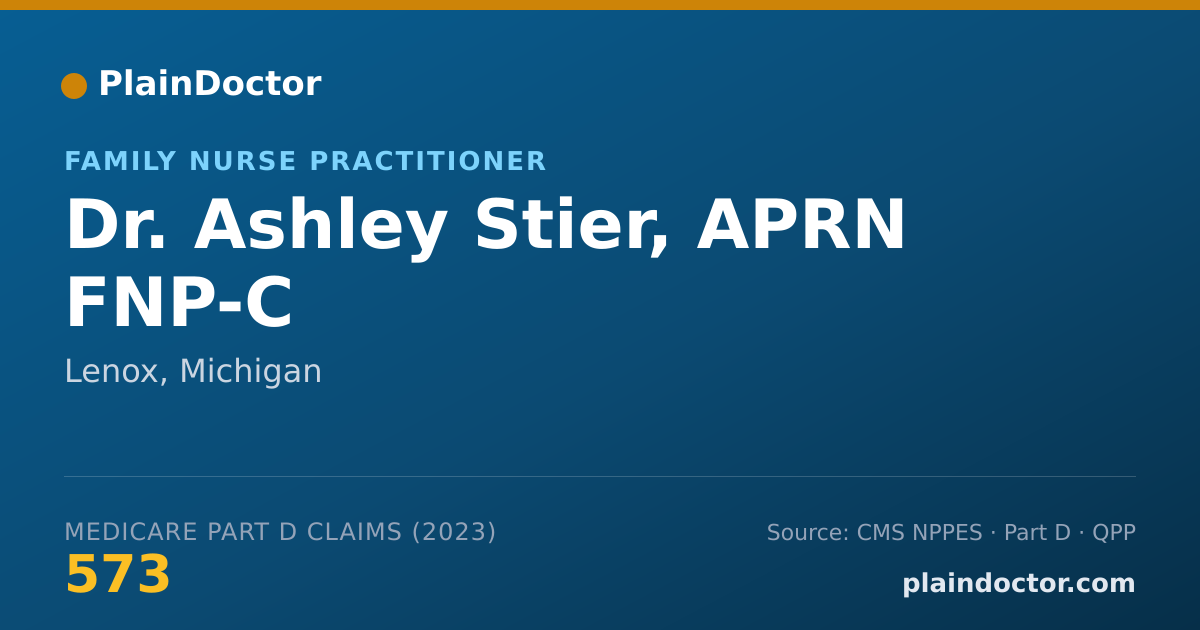Shareable card for Ashley Stier, APRN FNP-C - Family Nurse Practitioner, Lenox, MI
