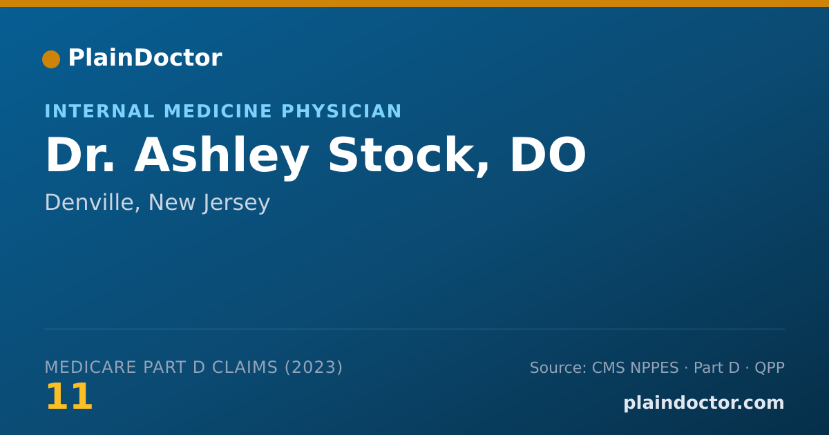 Shareable card for Ashley Stock, DO - Internal Medicine Physician, Denville, NJ