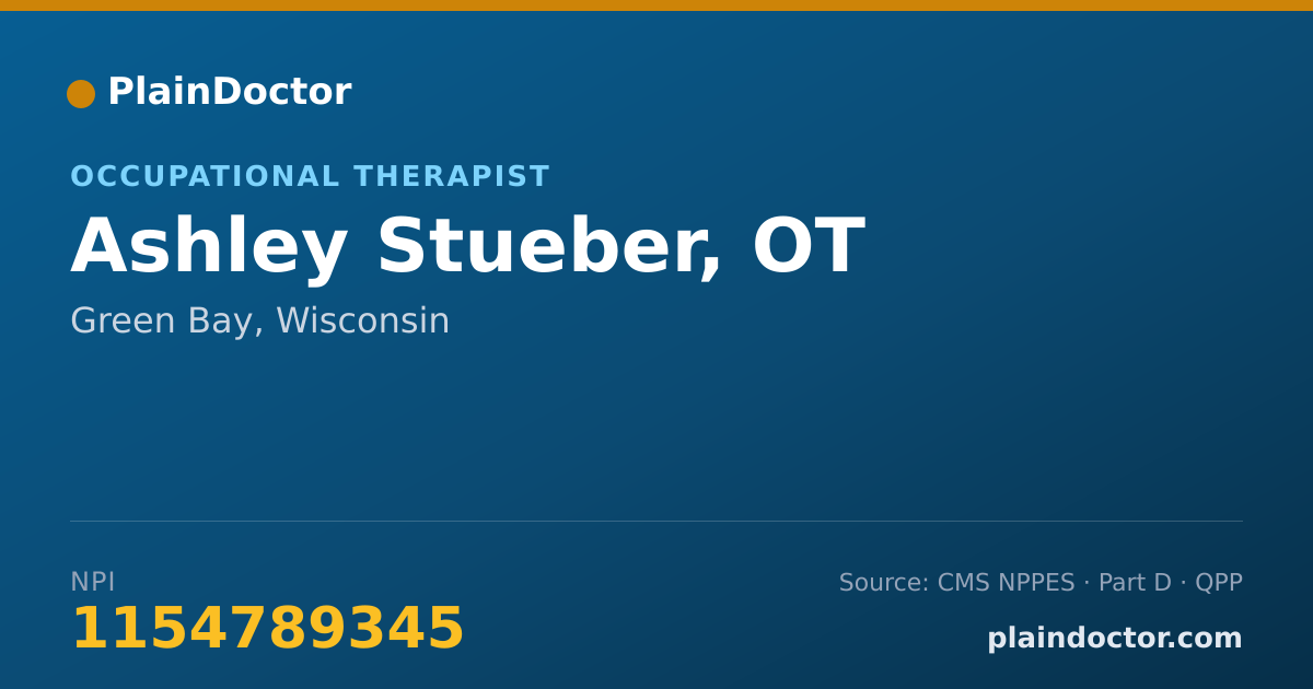Shareable card for Ashley Stueber, OT - Occupational Therapist, Green Bay, WI