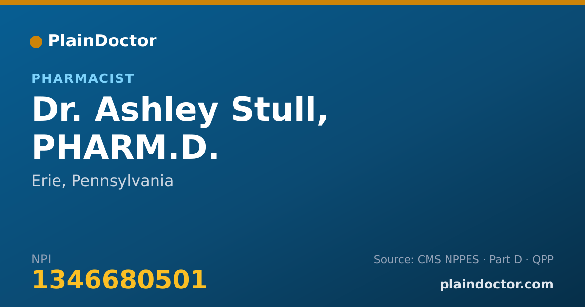 Shareable card for Ashley Stull, PHARM.D. - Pharmacist, Erie, PA