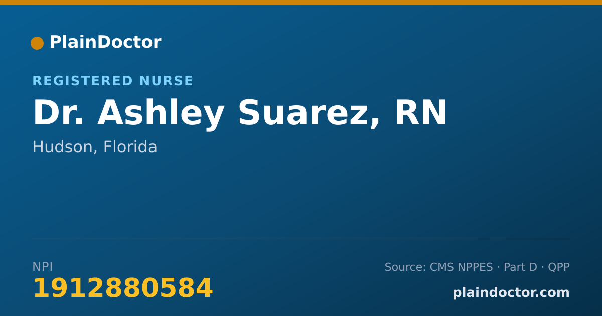 Shareable card for Ashley Suarez, RN - Registered Nurse, Hudson, FL