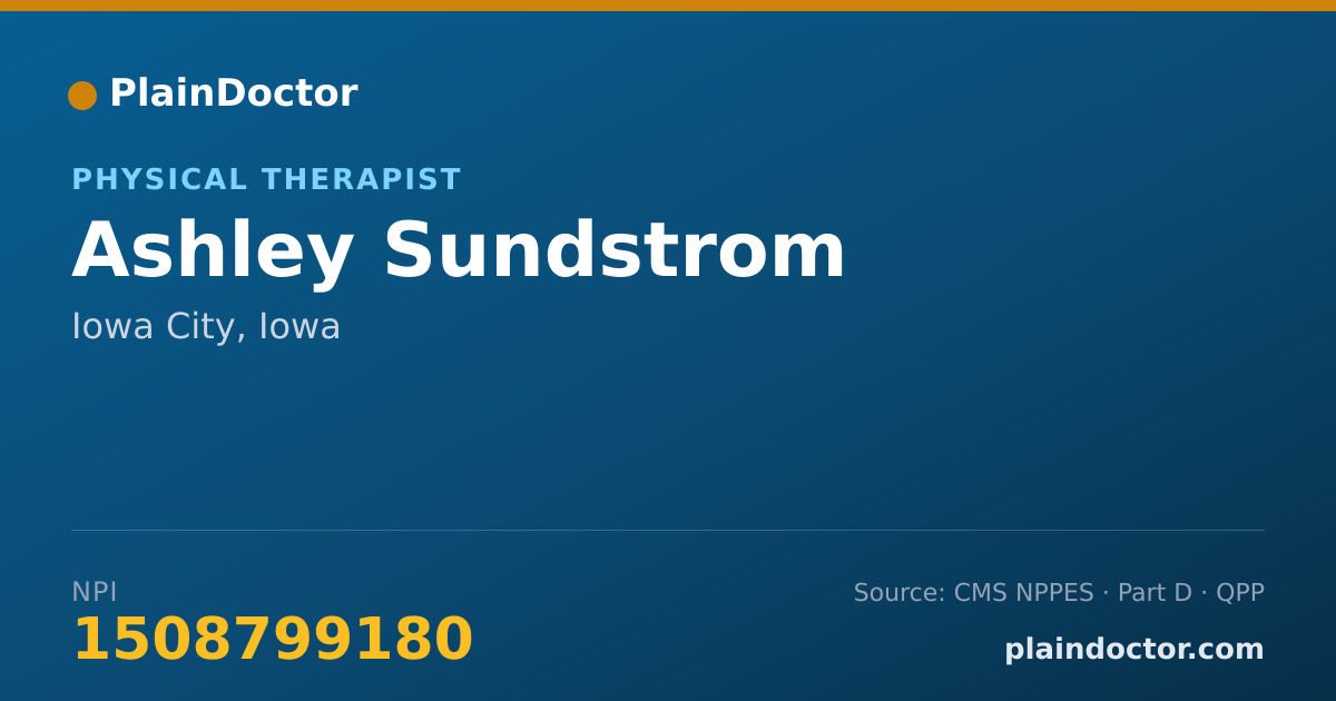 Shareable card for Ashley Sundstrom - Physical Therapist, Iowa City, IA