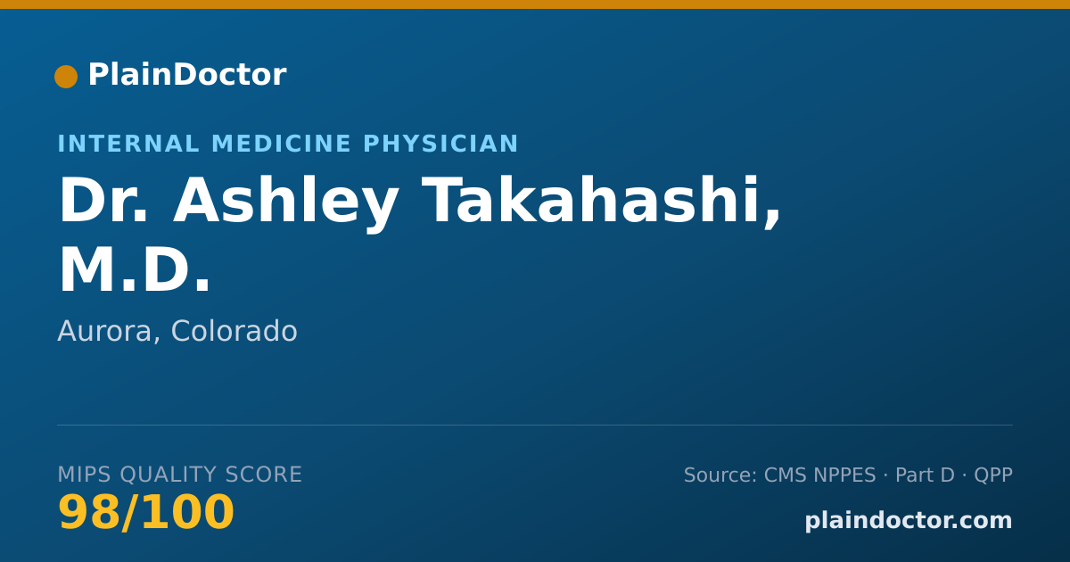 Shareable card for Ashley Takahashi, M.D. - Internal Medicine Physician, Aurora, CO