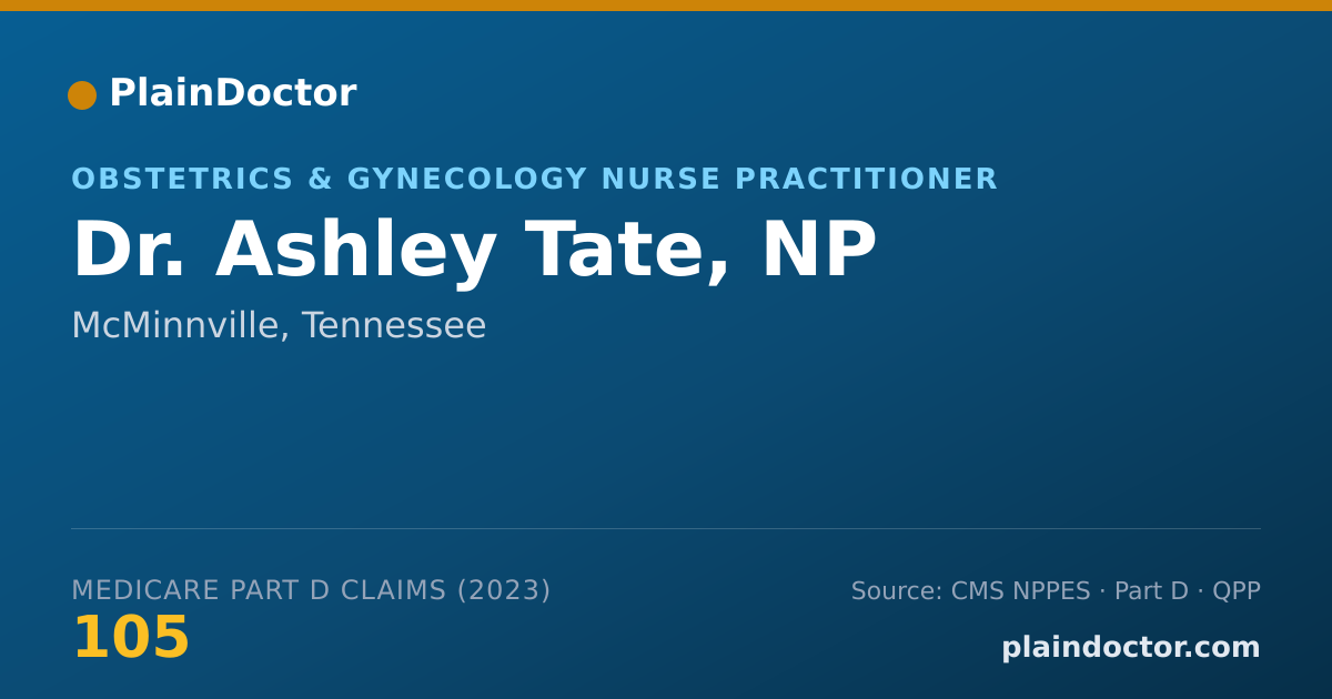 Shareable card for Ashley Tate, NP - Obstetrics & Gynecology Nurse Practitioner, McMinnville, TN