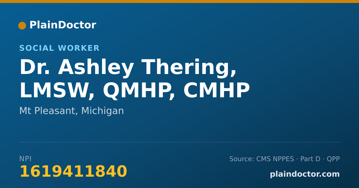 Shareable card for Ashley Thering, LMSW, QMHP, CMHP - Social Worker, Mt Pleasant, MI