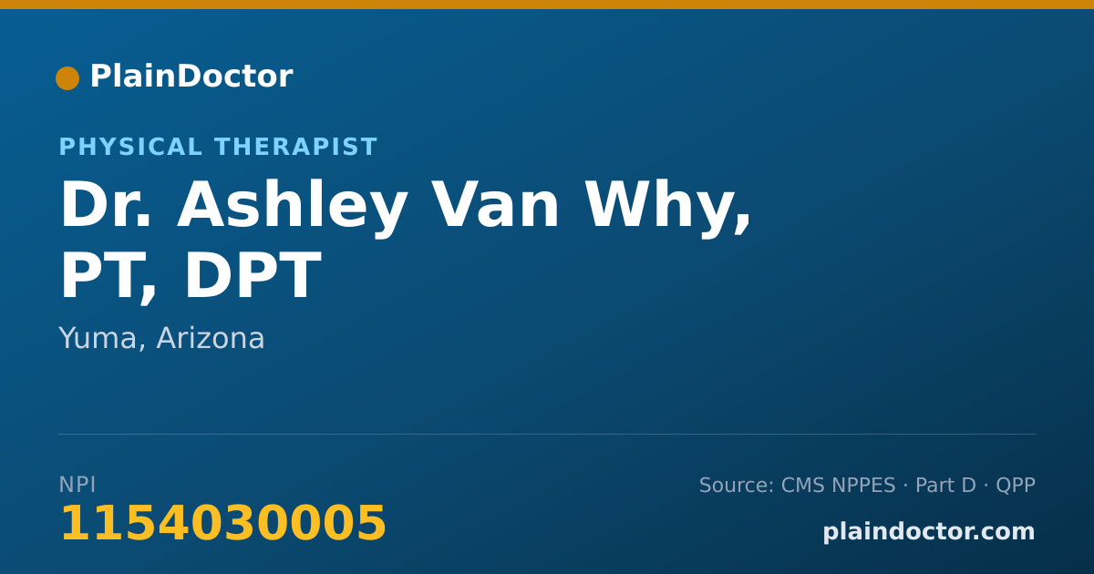 Shareable card for Ashley Van Why, PT, DPT - Physical Therapist, Yuma, AZ