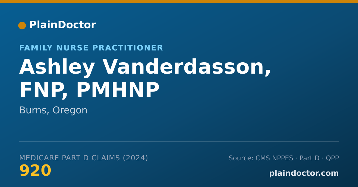 Shareable card for Ashley Vanderdasson, FNP, PMHNP - Family Nurse Practitioner, Burns, OR
