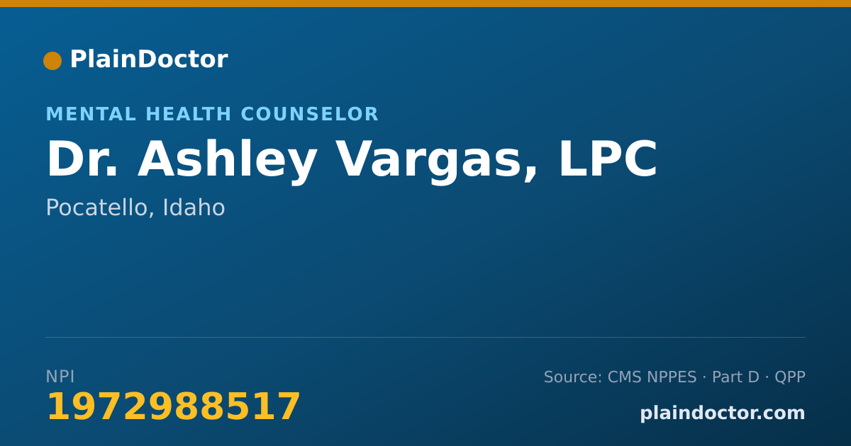 Shareable card for Ashley Vargas, LPC - Mental Health Counselor, Pocatello, ID