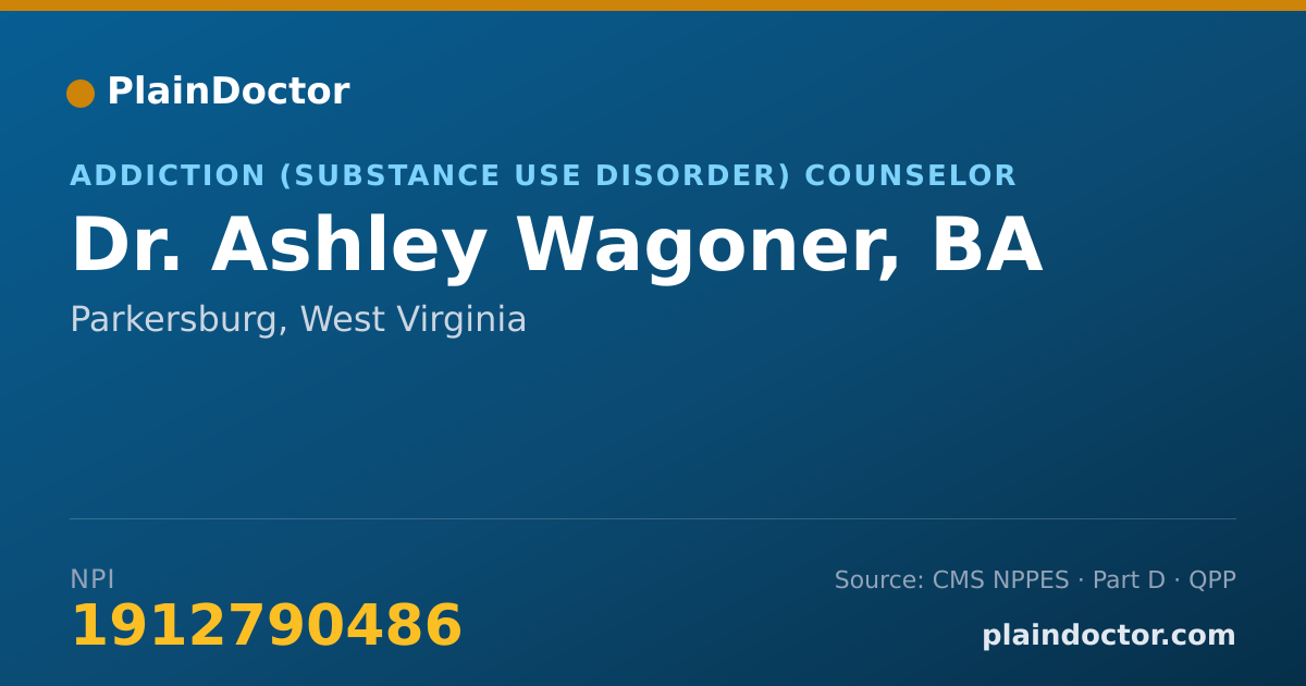 Shareable card for Ashley Wagoner, BA - Addiction (Substance Use Disorder) Counselor, Parkersburg, WV
