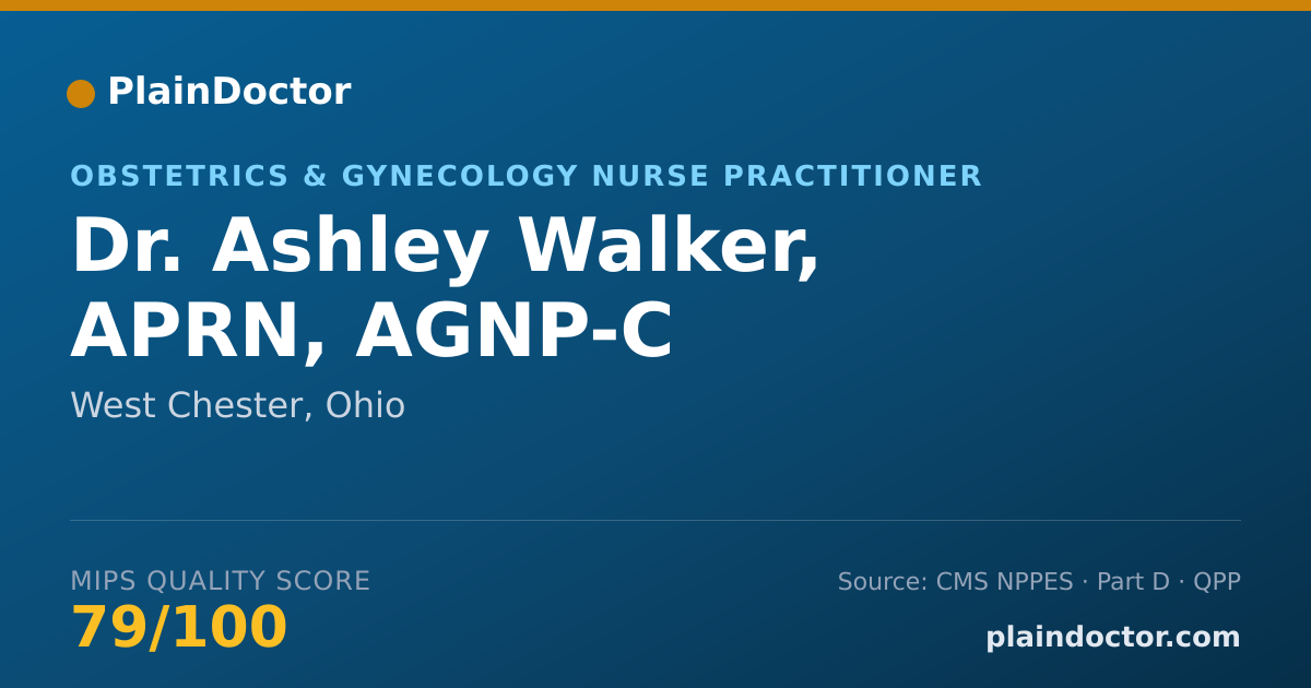 Shareable card for Ashley Walker, APRN, AGNP-C - Obstetrics & Gynecology Nurse Practitioner, West Chester, OH
