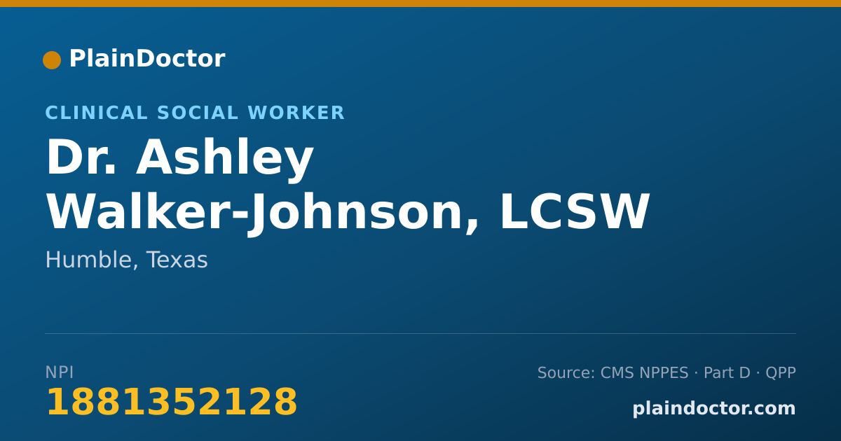 Shareable card for Ashley Walker-Johnson, LCSW - Clinical Social Worker, Humble, TX