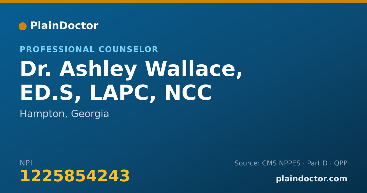 Shareable card for Ashley Wallace, ED.S, LAPC, NCC - Professional Counselor, Hampton, GA