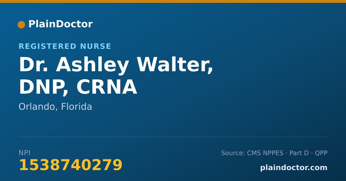 Shareable card for Ashley Walter, DNP, CRNA - Registered Nurse, Orlando, FL