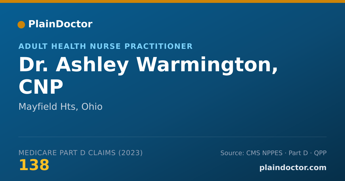 Shareable card for Ashley Warmington, CNP - Adult Health Nurse Practitioner, Mayfield Hts, OH