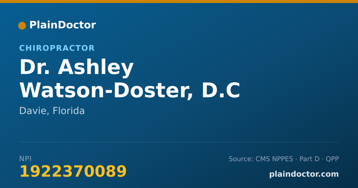 Shareable card for Ashley Watson-Doster, D.C - Chiropractor, Davie, FL