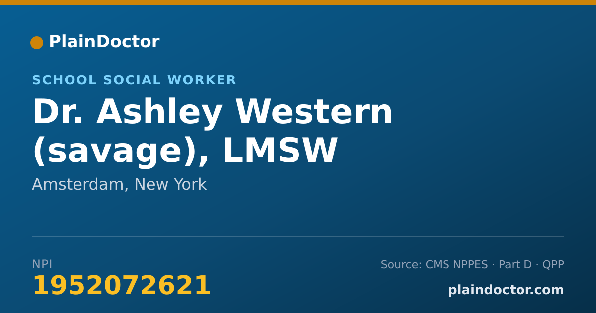 Shareable card for Ashley Western (savage), LMSW - School Social Worker, Amsterdam, NY