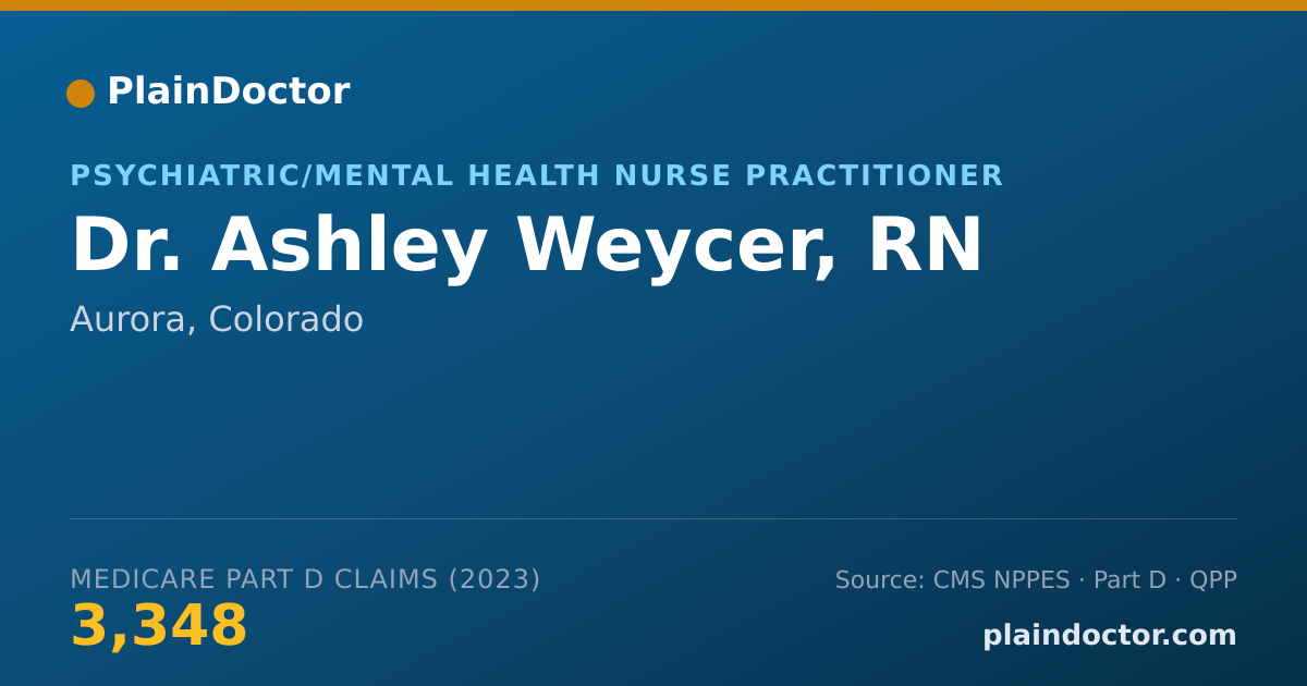 Shareable card for Ashley Weycer, RN - Psychiatric/Mental Health Nurse Practitioner, Aurora, CO