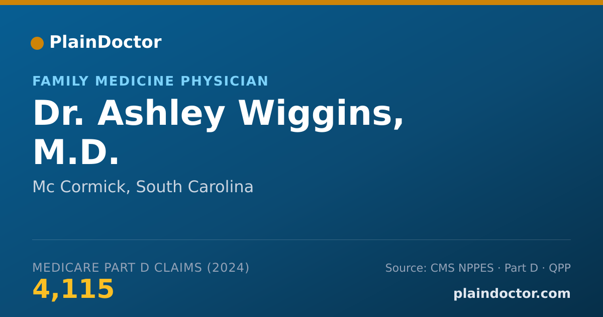 Shareable card for Ashley Wiggins, M.D. - Family Medicine Physician, Mc Cormick, SC
