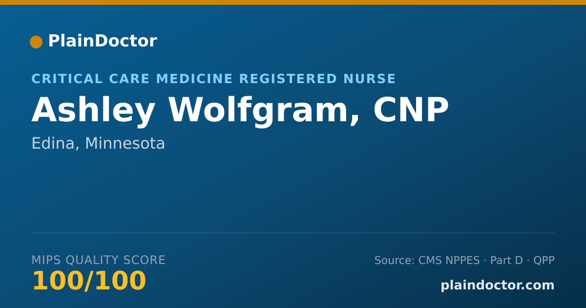 Shareable card for Ashley Wolfgram, CNP - Critical Care Medicine Registered Nurse, Edina, MN