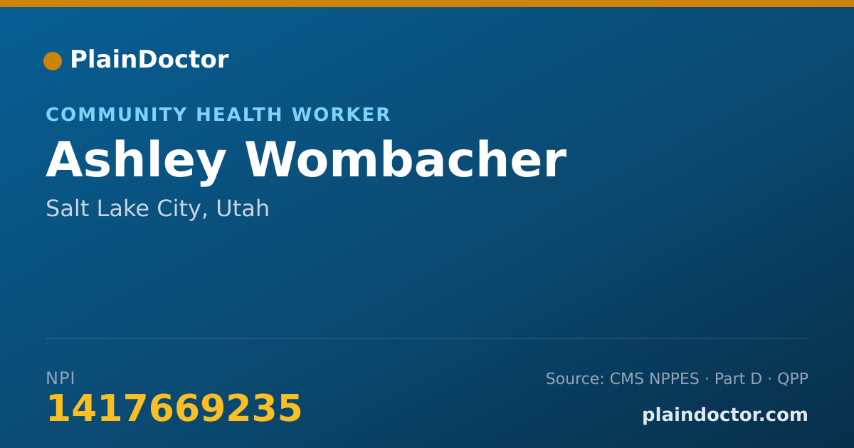 Shareable card for Ashley Wombacher - Community Health Worker, Salt Lake City, UT