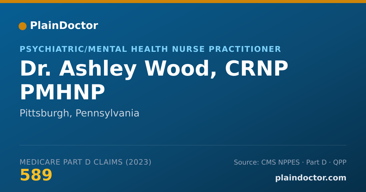 Shareable card for Ashley Wood, CRNP PMHNP - Psychiatric/Mental Health Nurse Practitioner, Pittsburgh, PA