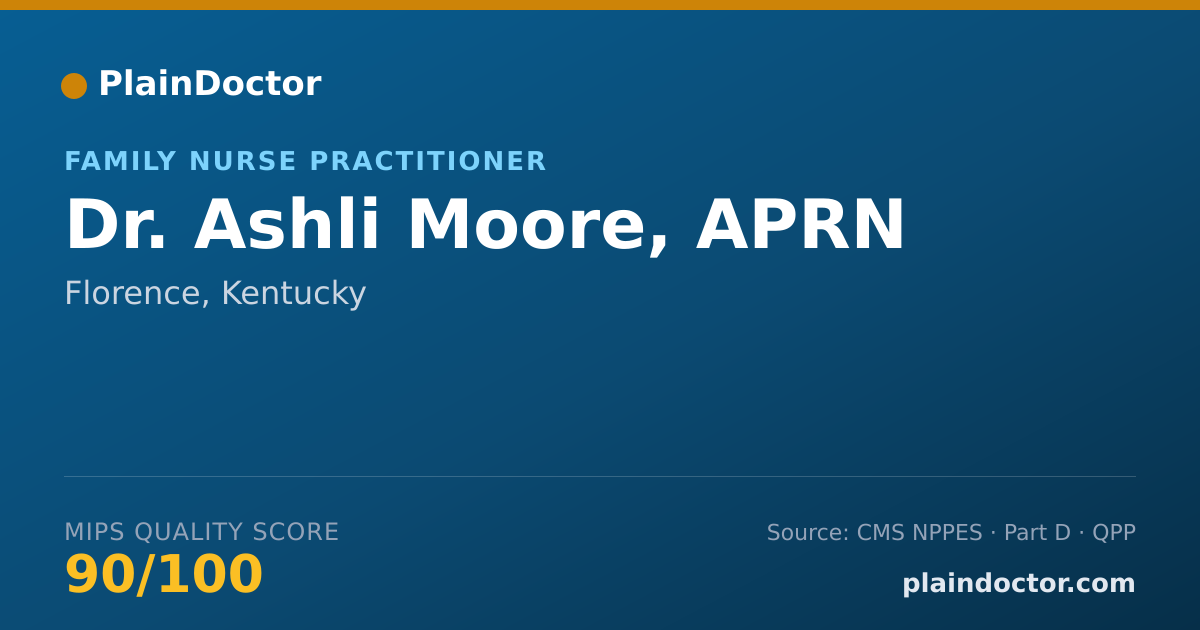 Shareable card for Ashli Moore, APRN - Family Nurse Practitioner, Florence, KY