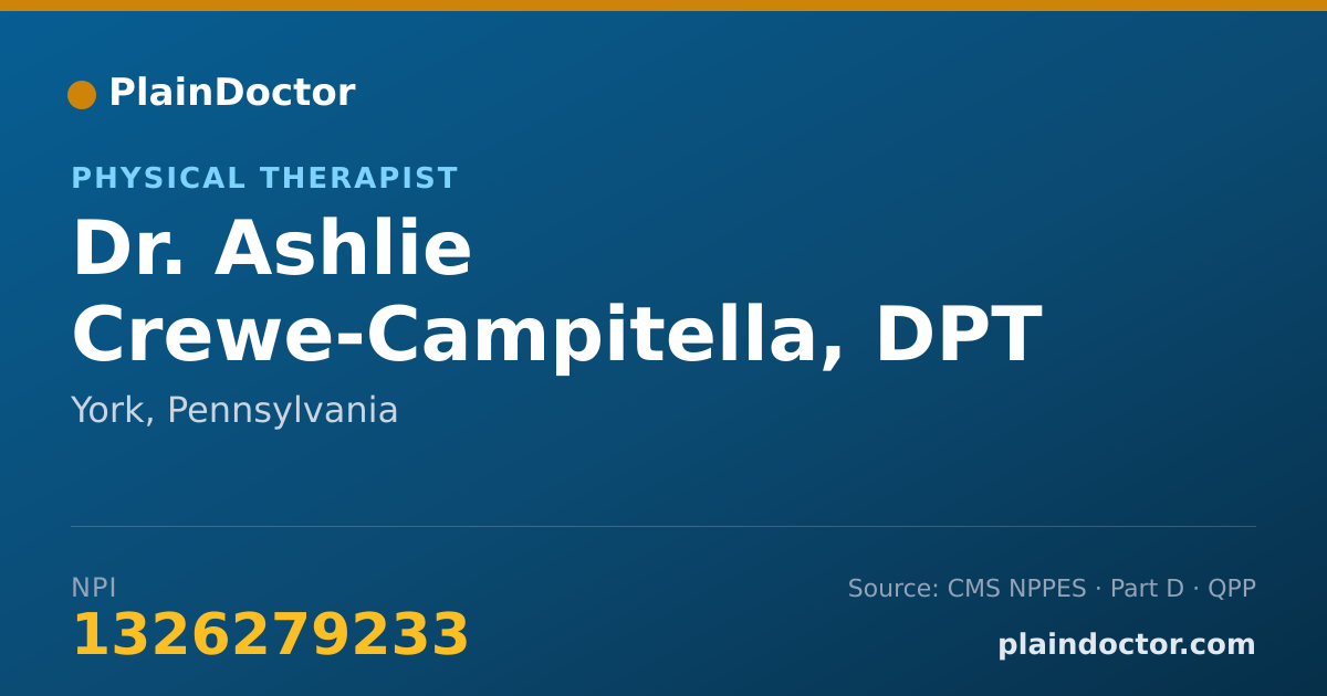 Shareable card for Ashlie Crewe-Campitella, DPT - Physical Therapist, York, PA