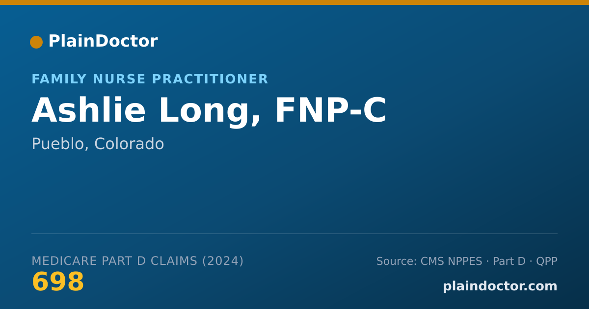 Shareable card for Ashlie Long, FNP-C - Family Nurse Practitioner, Pueblo, CO