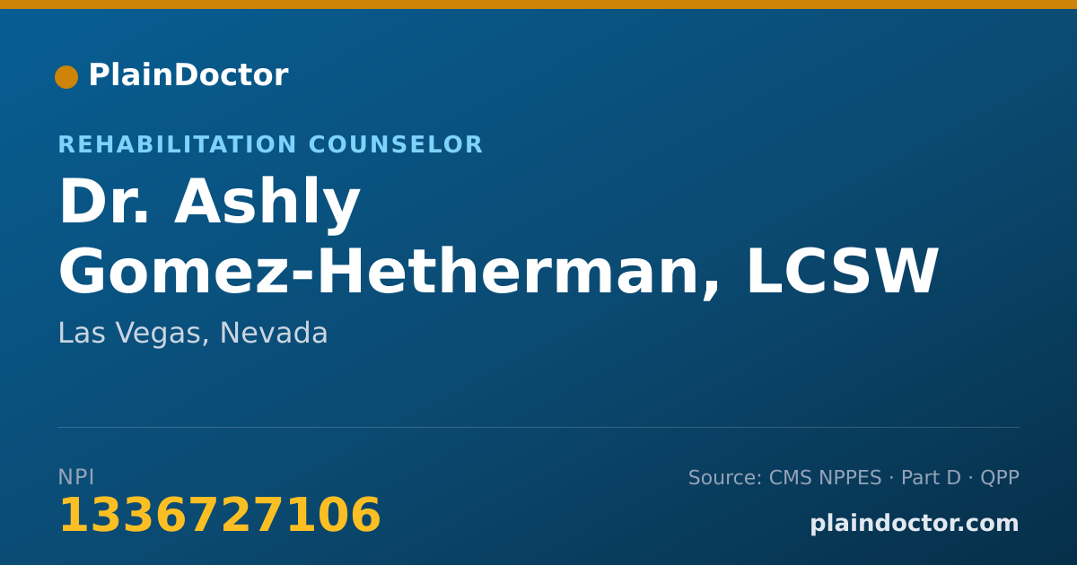 Shareable card for Ashly Gomez-Hetherman, LCSW - Rehabilitation Counselor, Las Vegas, NV