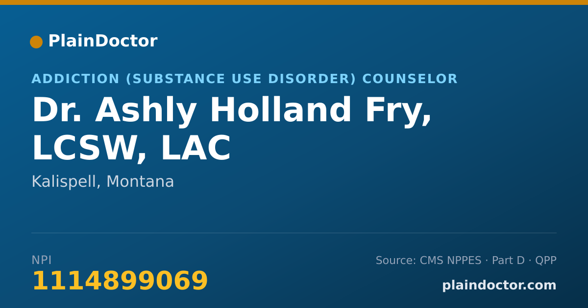 Shareable card for Ashly Holland Fry, LCSW, LAC - Addiction (Substance Use Disorder) Counselor, Kalispell, MT