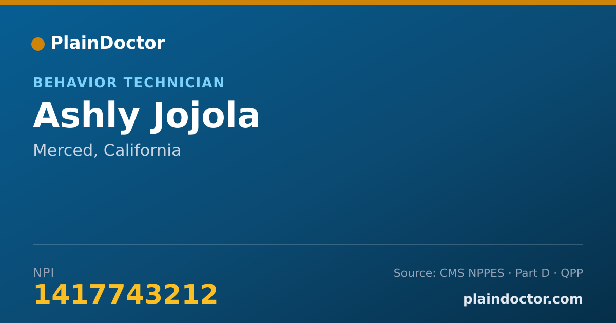 Shareable card for Ashly Jojola - Behavior Technician, Merced, CA