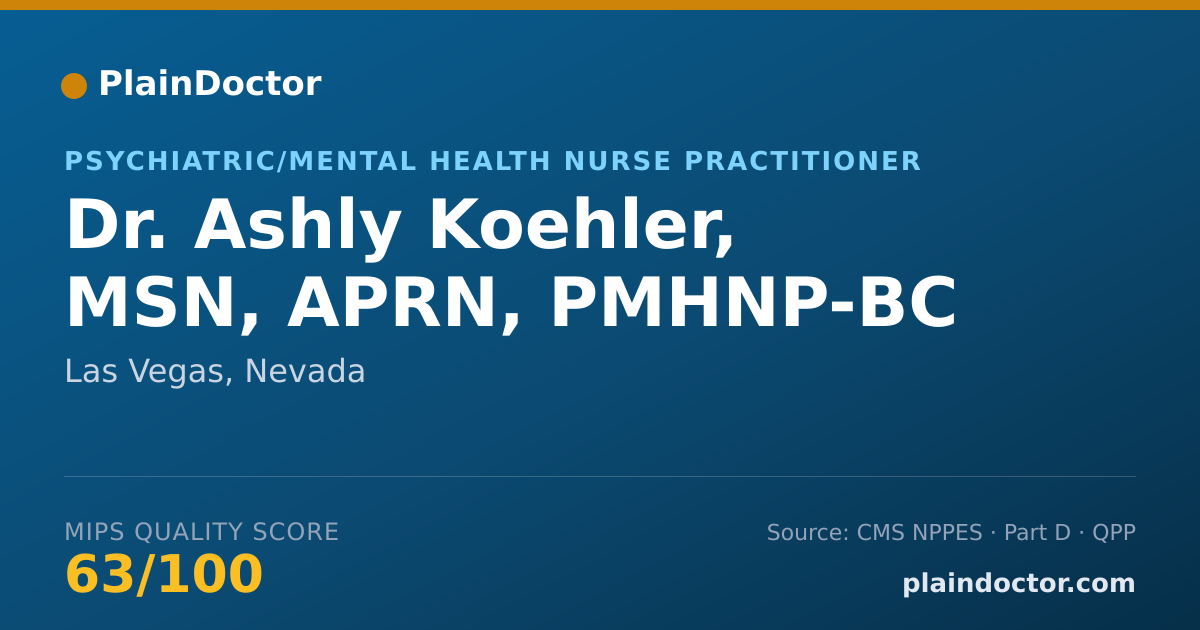 Shareable card for Ashly Koehler, MSN, APRN, PMHNP-BC - Psychiatric/Mental Health Nurse Practitioner, Las Vegas, NV
