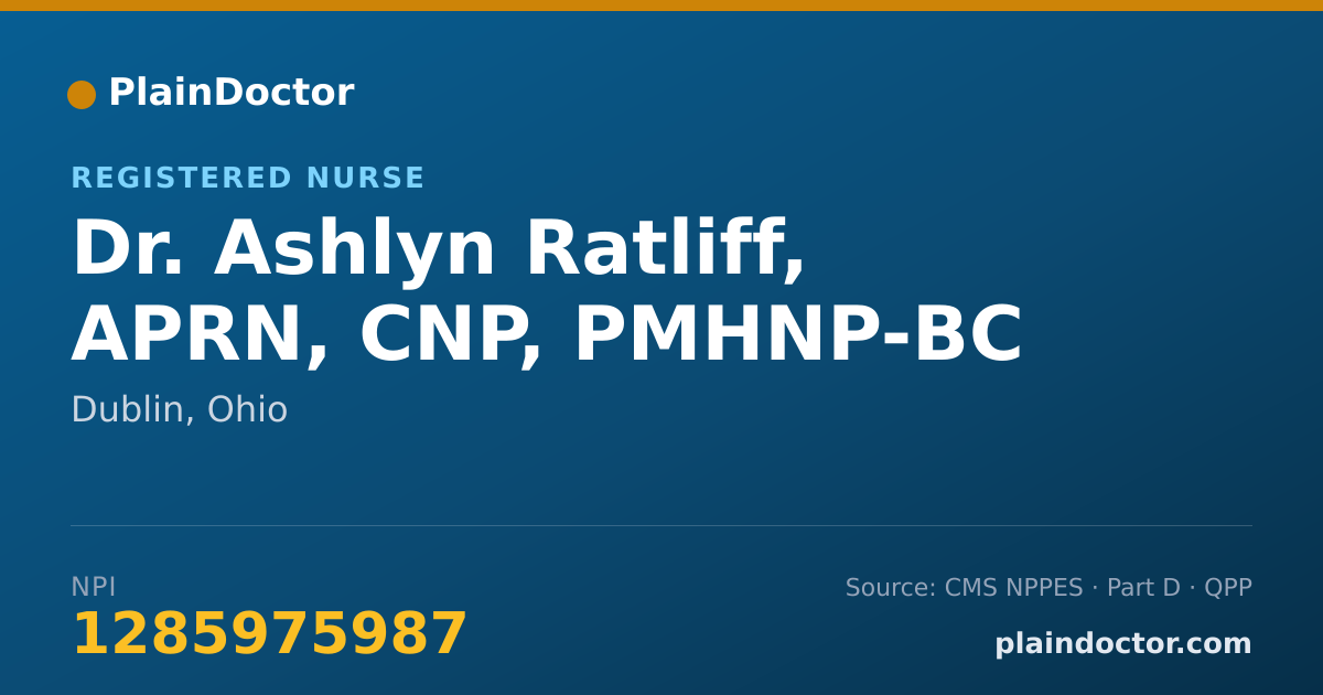 Shareable card for Ashlyn Ratliff, APRN, CNP, PMHNP-BC - Registered Nurse, Dublin, OH