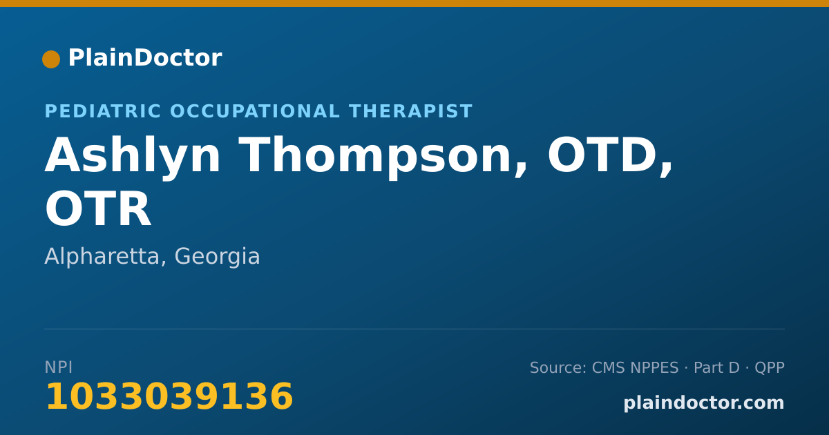 Shareable card for Ashlyn Thompson, OTD, OTR - Pediatric Occupational Therapist, Alpharetta, GA