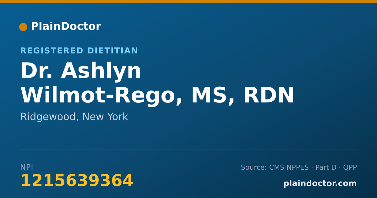 Shareable card for Ashlyn Wilmot-Rego, MS, RDN - Registered Dietitian, Ridgewood, NY