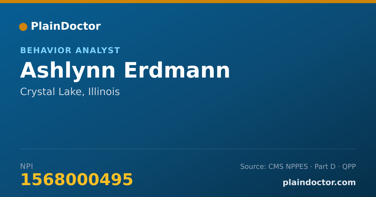 Shareable card for Ashlynn Erdmann - Behavior Analyst, Crystal Lake, IL