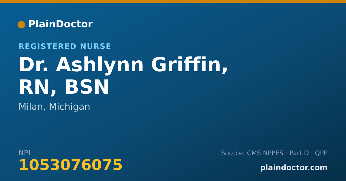Shareable card for Ashlynn Griffin, RN, BSN - Registered Nurse, Milan, MI