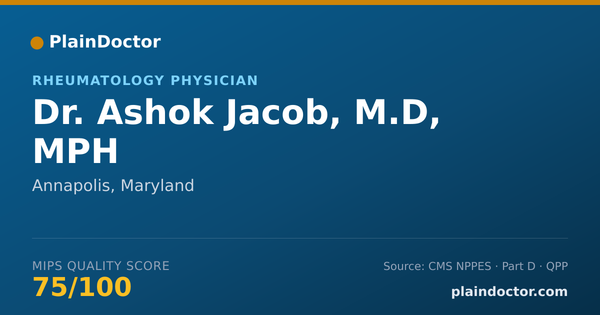 Shareable card for Ashok Jacob, M.D, MPH - Rheumatology Physician, Annapolis, MD