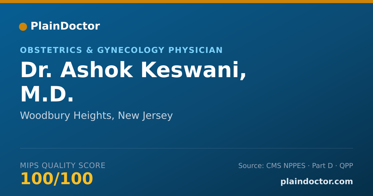 Shareable card for Ashok Keswani, M.D. - Obstetrics & Gynecology Physician, Woodbury Heights, NJ