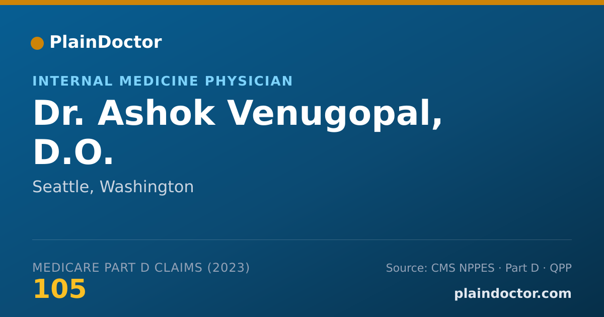 Shareable card for Ashok Venugopal, D.O. - Internal Medicine Physician, Seattle, WA