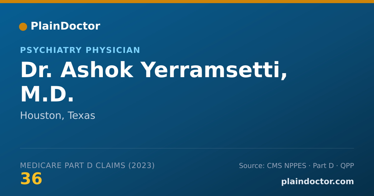 Shareable card for Ashok Yerramsetti, M.D. - Psychiatry Physician, Houston, TX