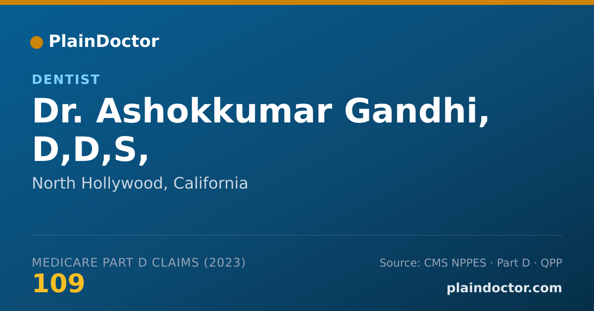 Shareable card for Ashokkumar Gandhi, D,D,S, - Dentist, North Hollywood, CA