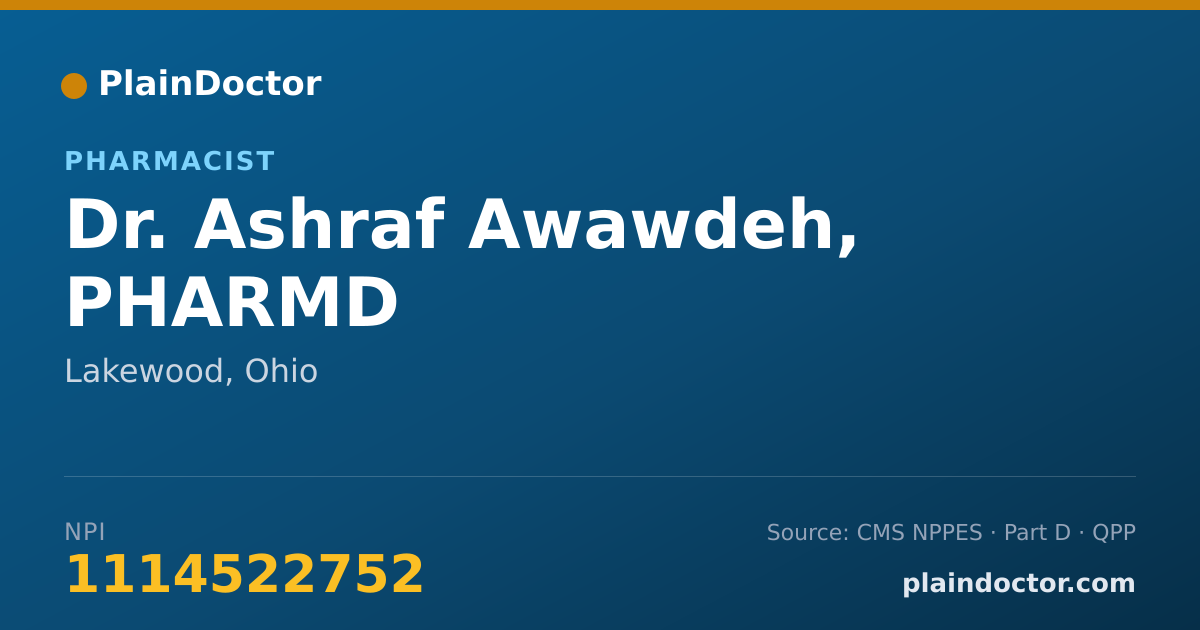 Shareable card for Ashraf Awawdeh, PHARMD - Pharmacist, Lakewood, OH