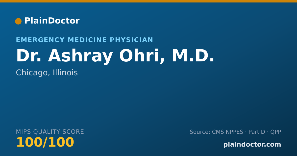 Shareable card for Ashray Ohri, M.D. - Emergency Medicine Physician, Chicago, IL