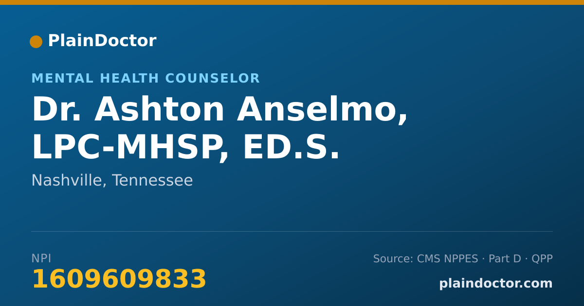 Shareable card for Ashton Anselmo, LPC-MHSP, ED.S. - Mental Health Counselor, Nashville, TN