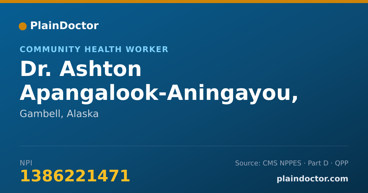 Shareable card for Ashton Apangalook-Aningayou, CHA-T - Community Health Worker, Gambell, AK