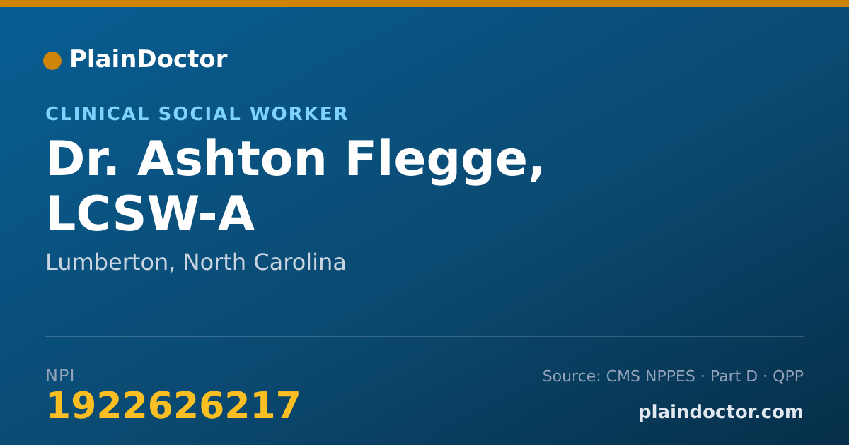 Shareable card for Ashton Flegge, LCSW-A - Clinical Social Worker, Lumberton, NC